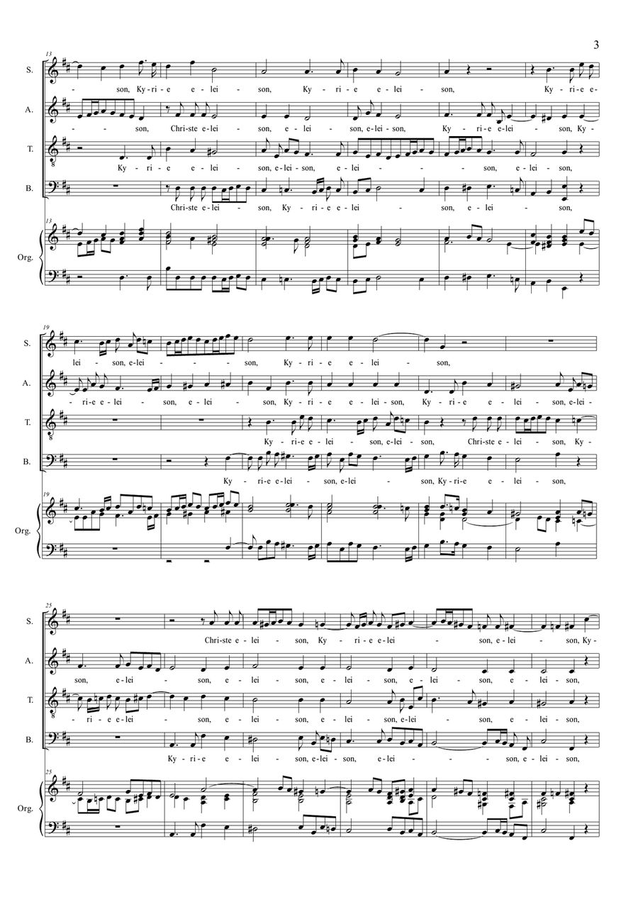 MISSA IN D MAJOR. Albrechtsberger J.G. For SATB Choir and Organ. With parts - Score Only 4-Part scores gallery preview page 3