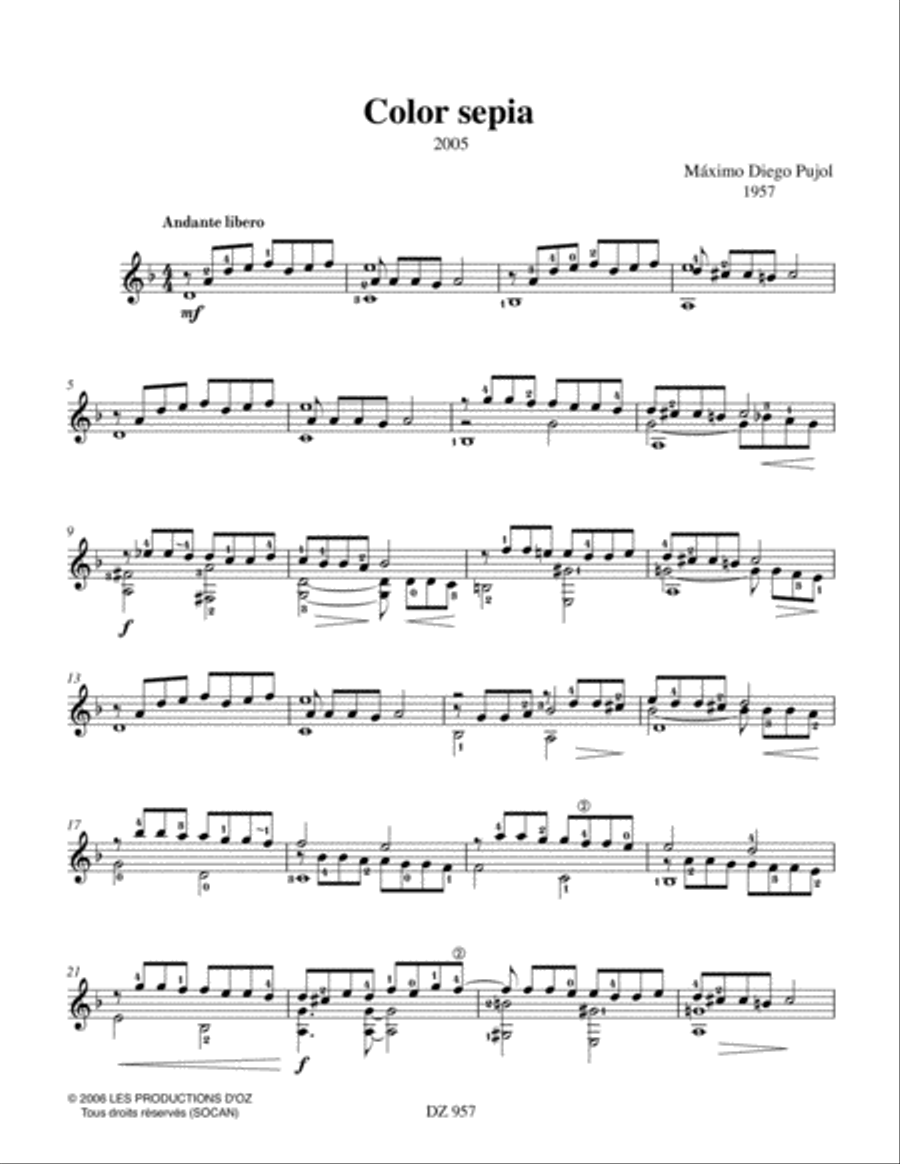 Color sepia Classical Guitar scores gallery preview page 3