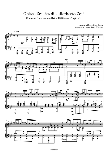 J. S. Bach, Sonatine 'Gottes Zeit ist die allerbeste Zeit' BWV 106, arrangment / transcription for p image number null