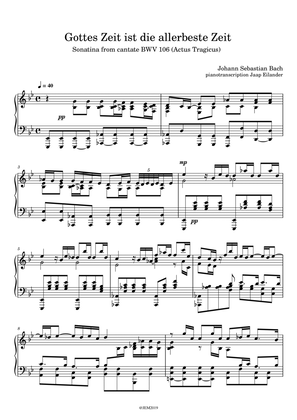 J. S. Bach, Sonatine 'Gottes Zeit ist die allerbeste Zeit' BWV 106, arrangment / transcription for p