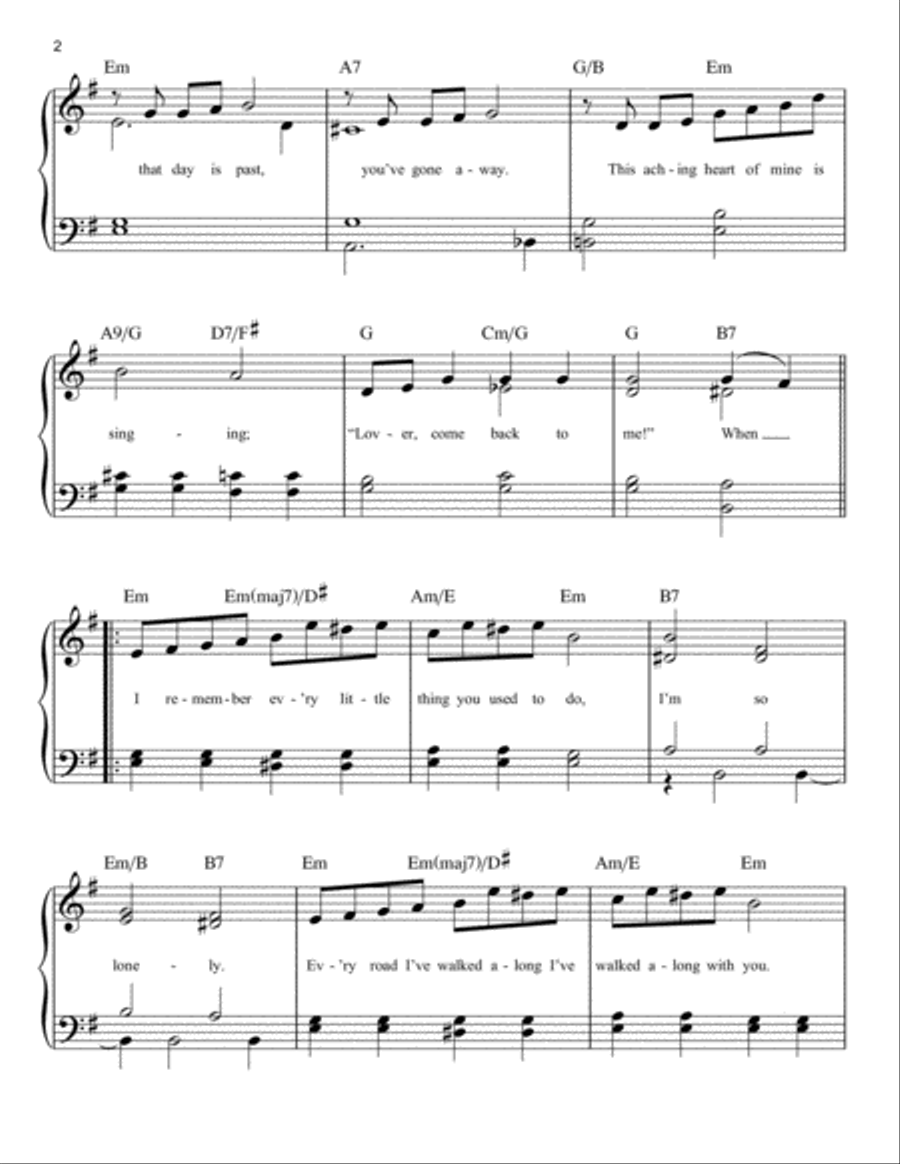 Lover, Come Back To Me Easy Piano scores gallery preview page 2