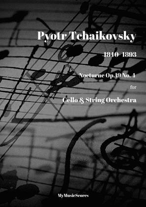 Book cover for Tchaikovsky Nocturne Op.19 No. 4 for Cello and String Orchestra