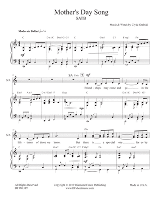 Mother's Day Song SATB