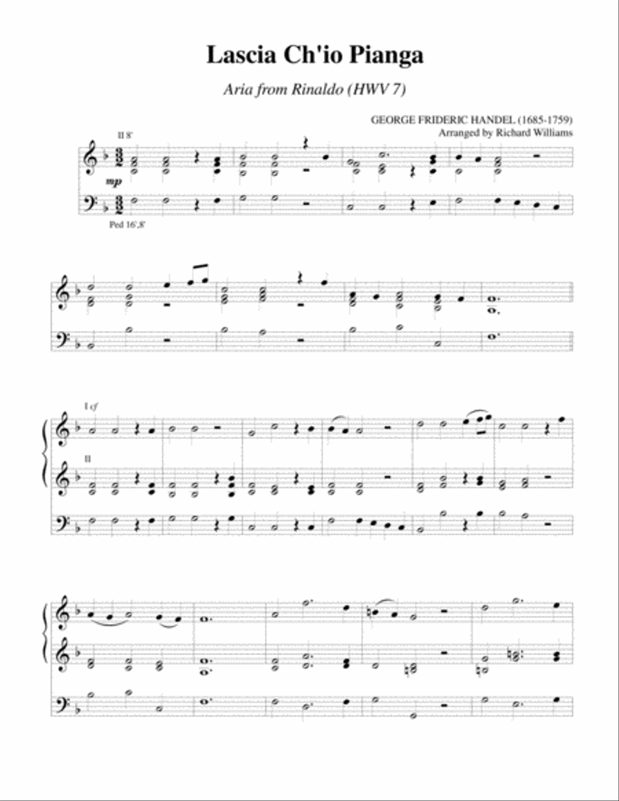 Lascia Ch'io Pianga Organ Solo scores gallery preview page 1