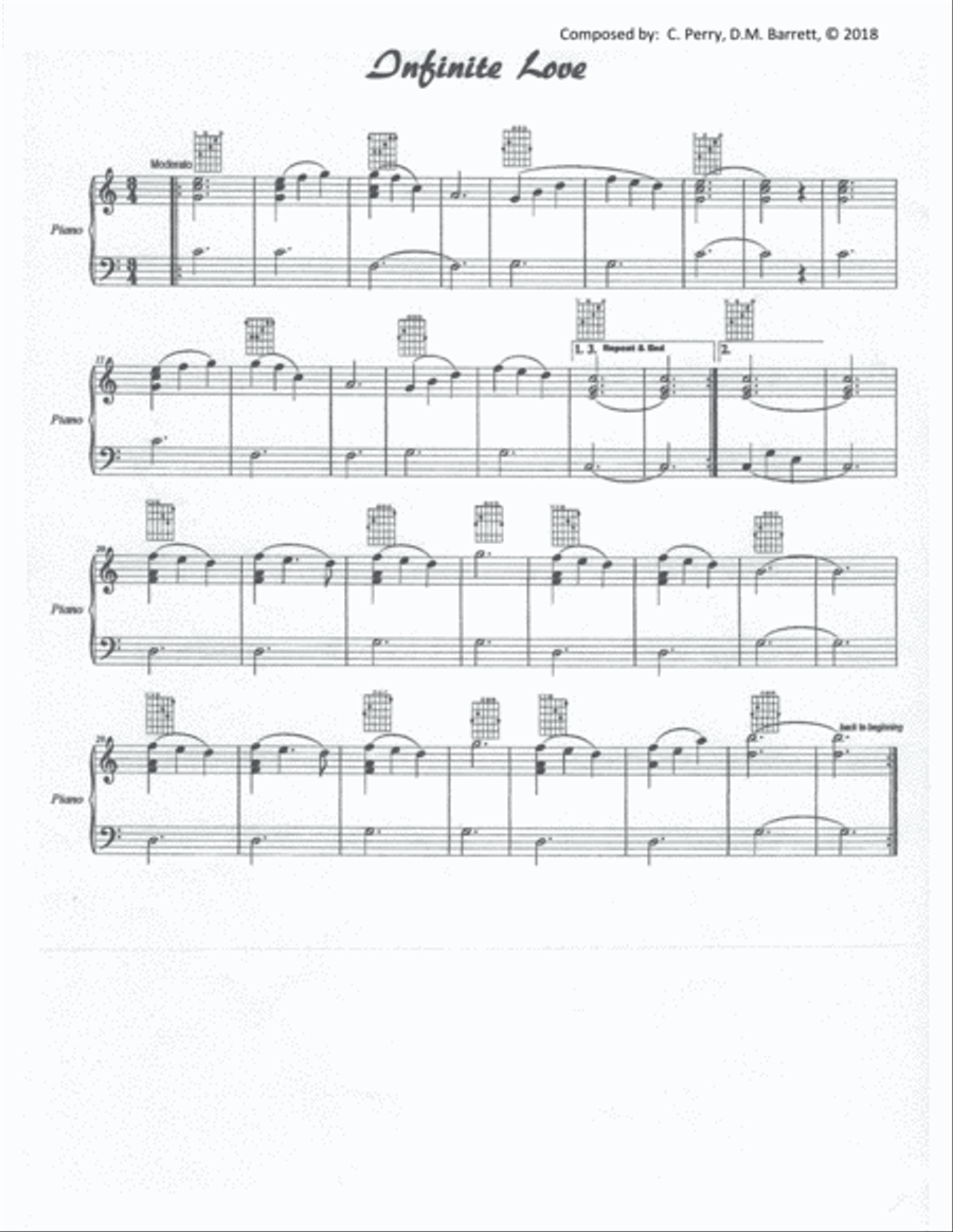 Infinite Love (Amor Infinitus) Piano, Vocal, Guitar scores gallery preview page 1