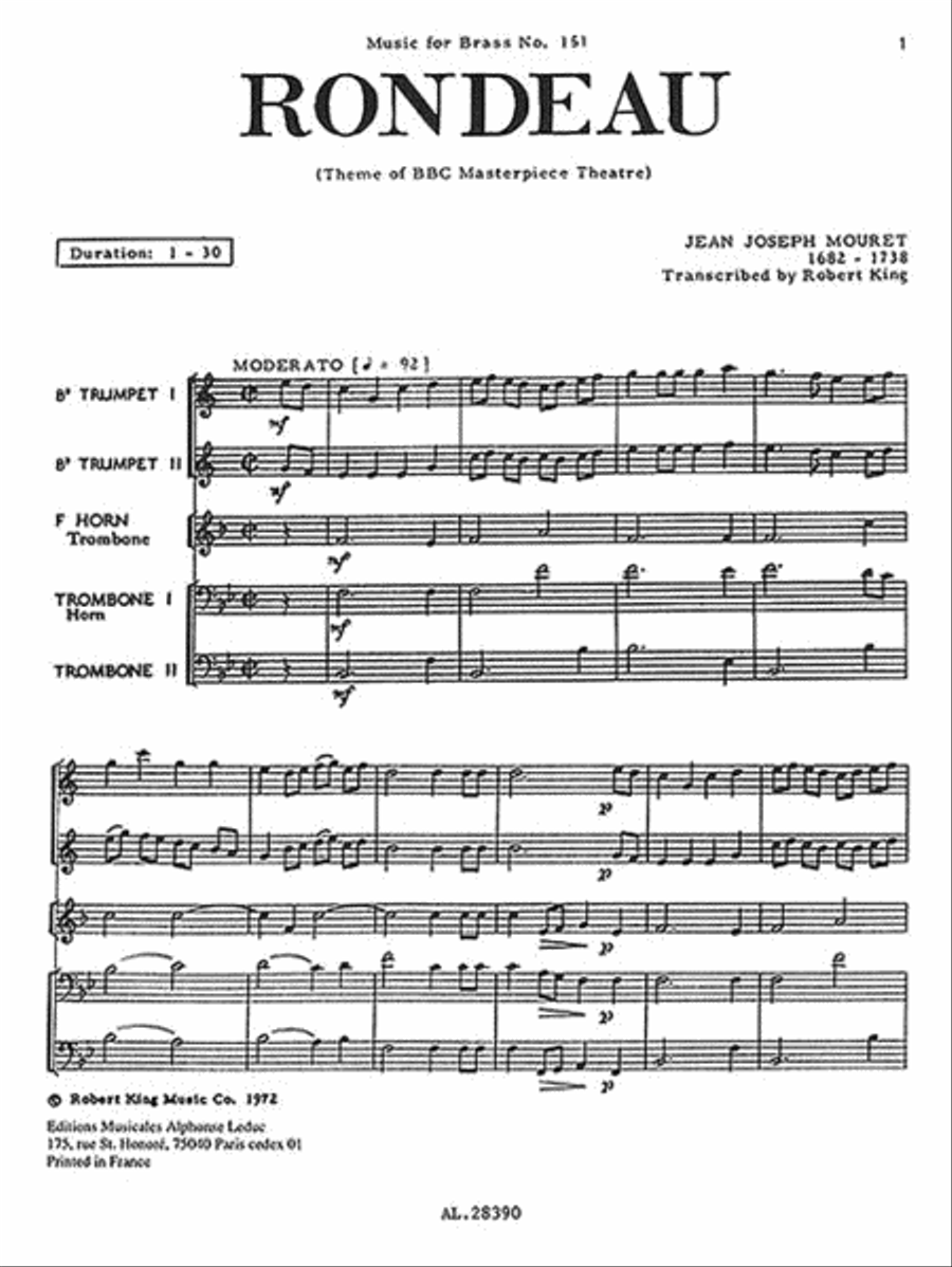 Rondeau (quintet-brass) School and Community scores gallery preview page 3
