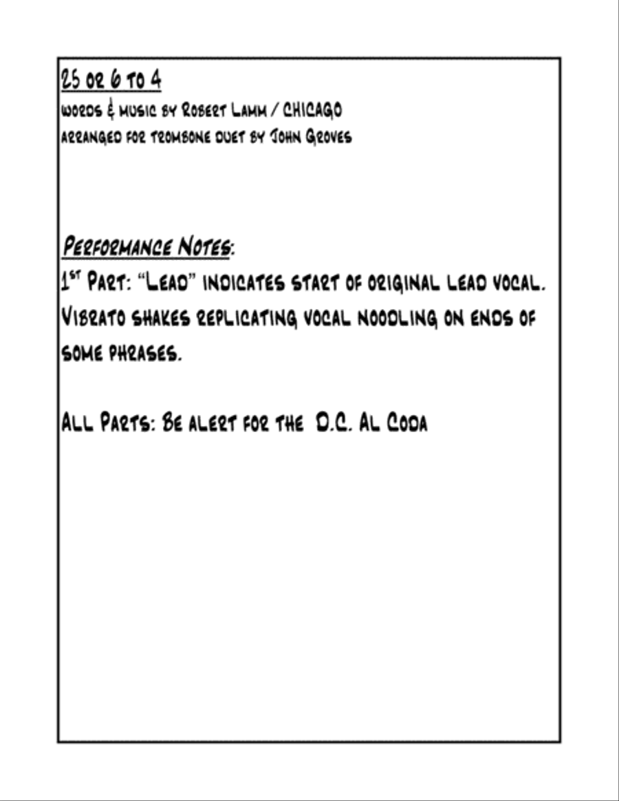 25 Or 6 To 4 Trombone Duet scores gallery preview page 2