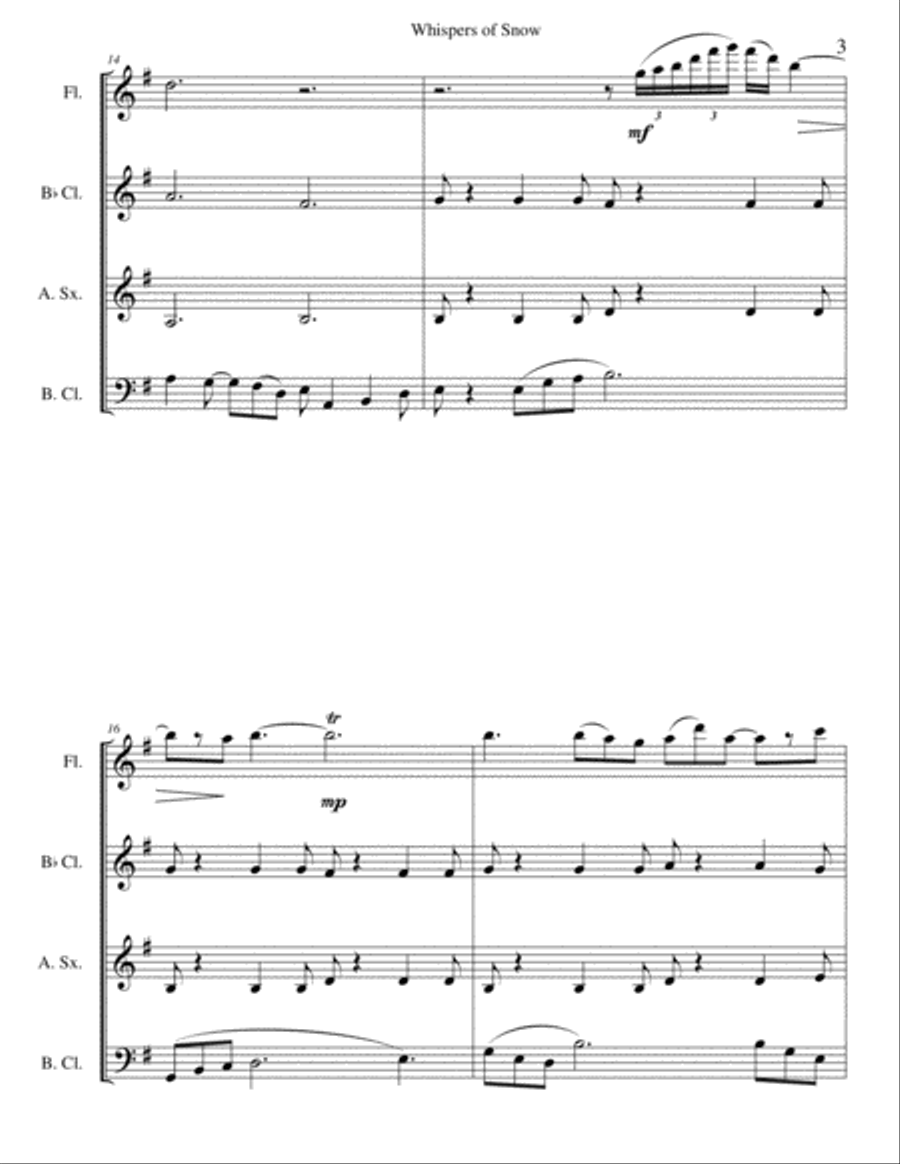 Whispers of Snow Woodwind Quartet scores gallery preview page 4