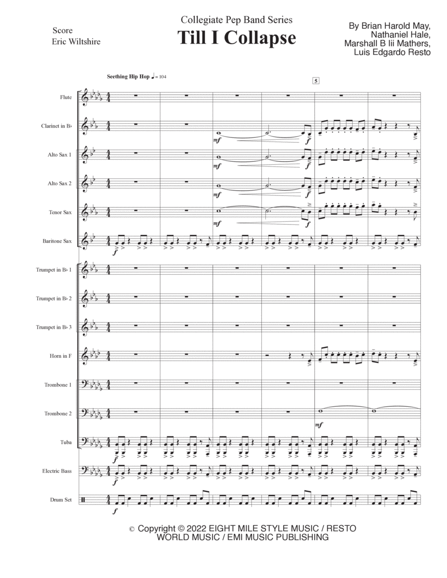 Till I Collapse Marching Band scores gallery preview page 1