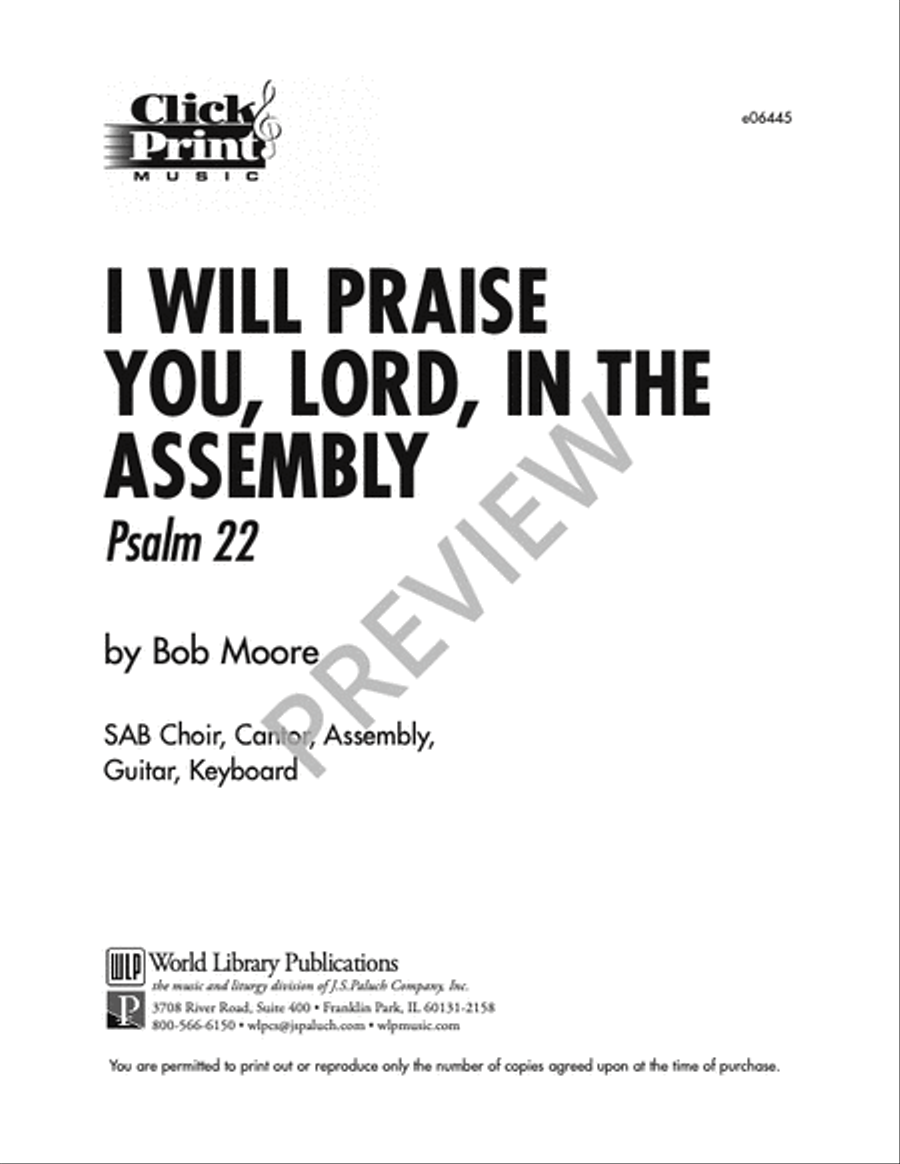 I Will Praise You, Lord, in the Assembly: Psalm 22 3-Part scores gallery preview page 7