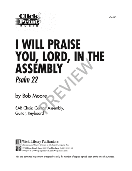 I Will Praise You, Lord, in the Assembly: Psalm 22