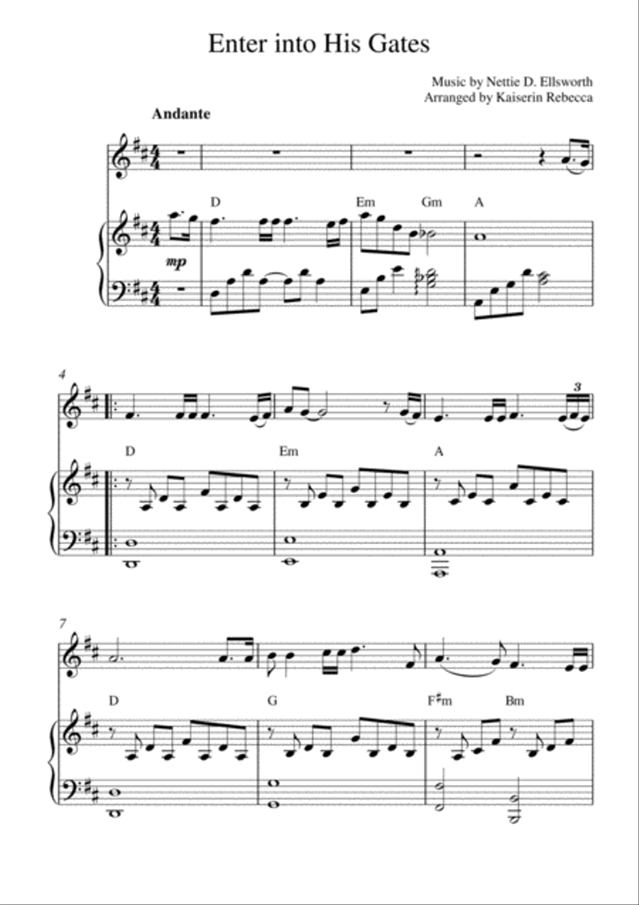 Enter into His Gates Violin Solo scores gallery preview page 1