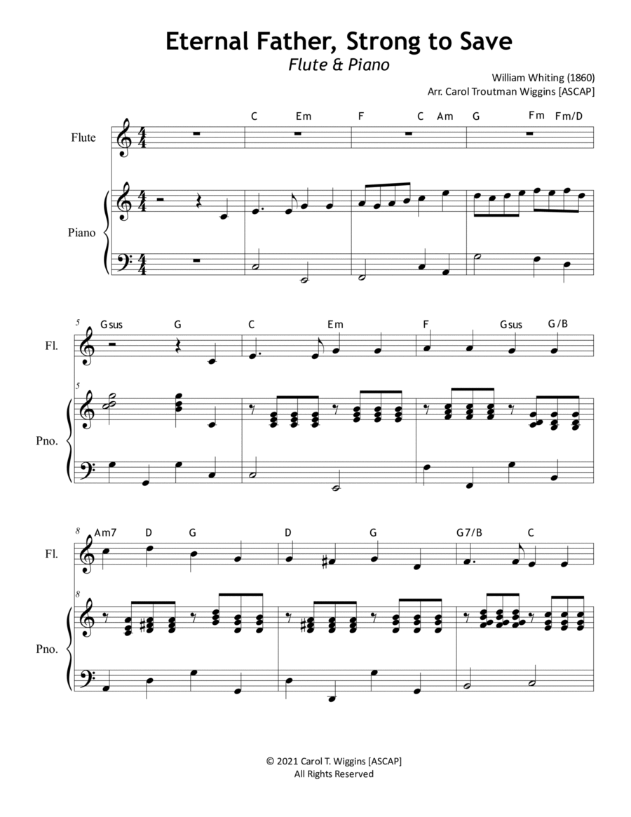 Eternal Father, Strong to Save (Flute & Piano) Flute Solo scores gallery preview page 1