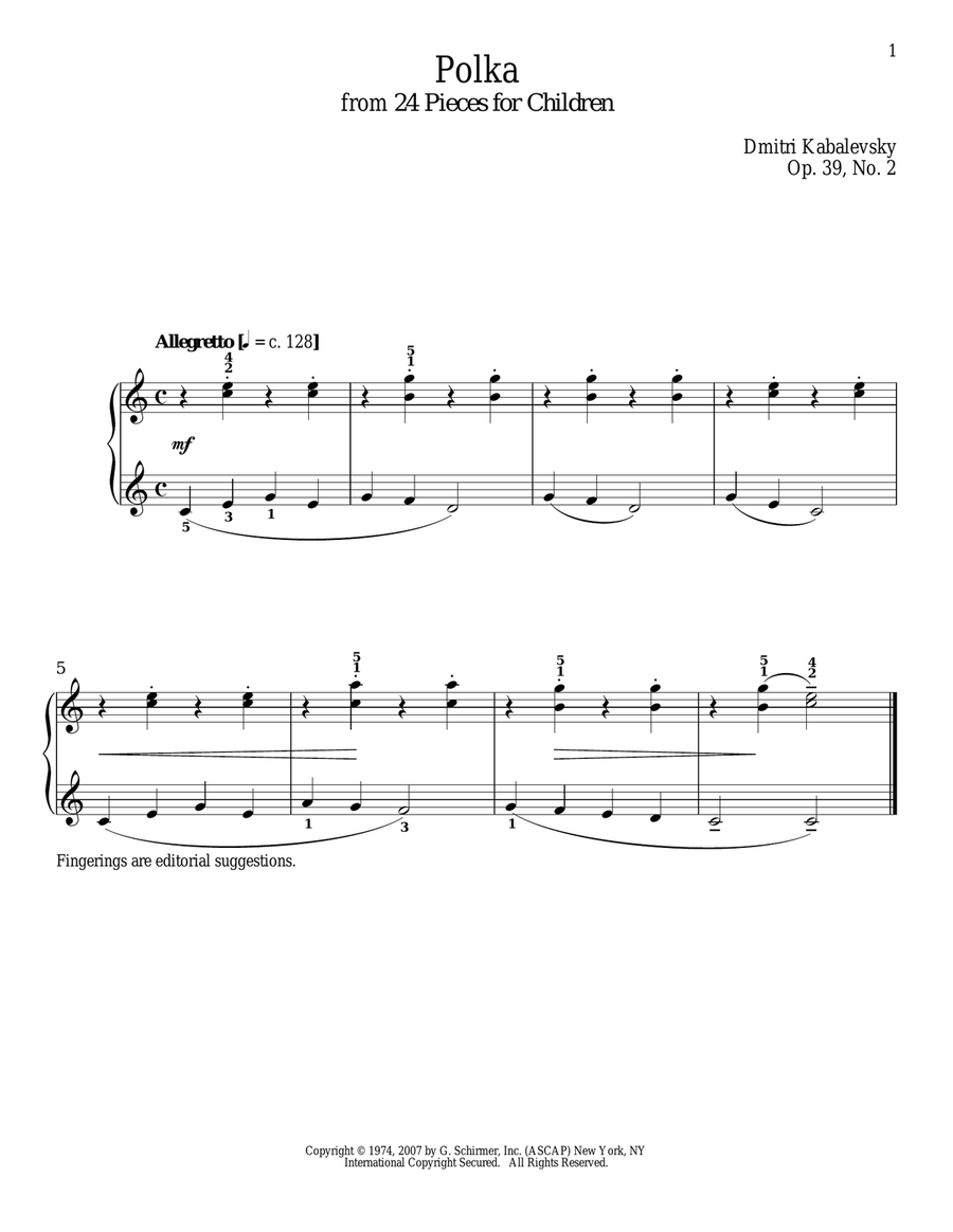Polka, Op. 39, No. 2 Piano Solo scores gallery preview page 1