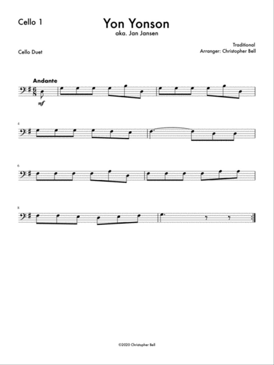 Yon Yonson (Easy Cello Duet) String Duet scores gallery preview page 2