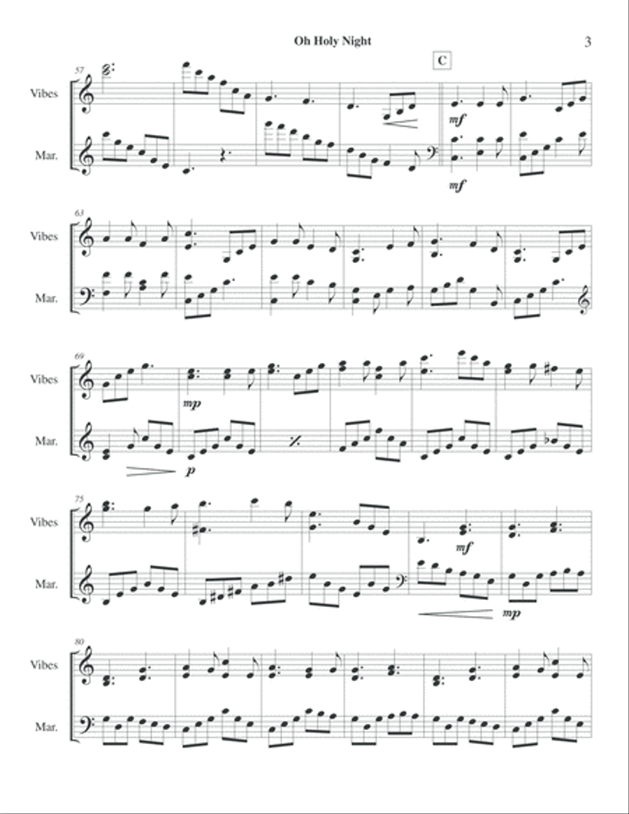 Oh Holy Night - Marimba Vibraphone Duet Marimba scores gallery preview page 5