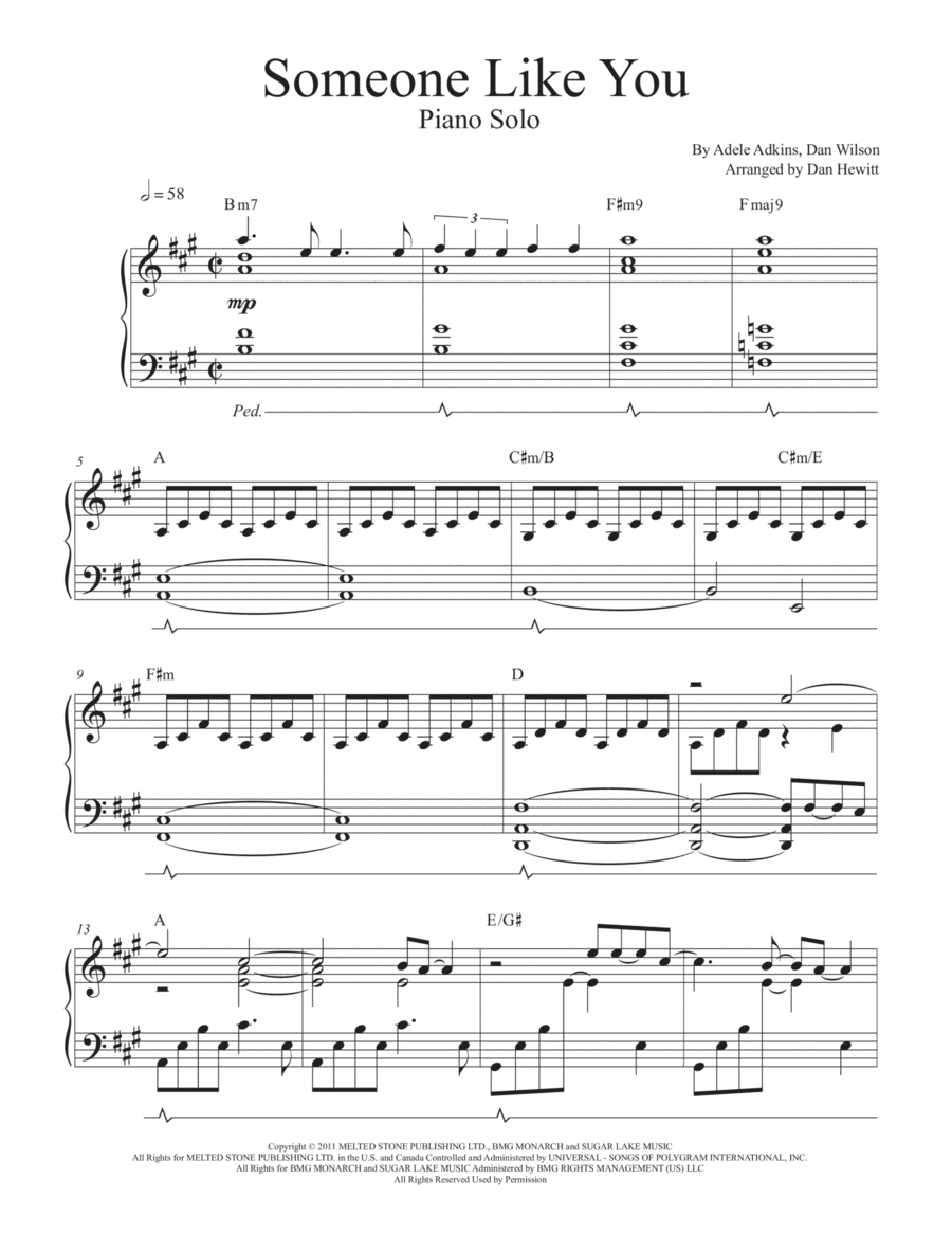 Someone Like You Piano Solo scores gallery preview page 1