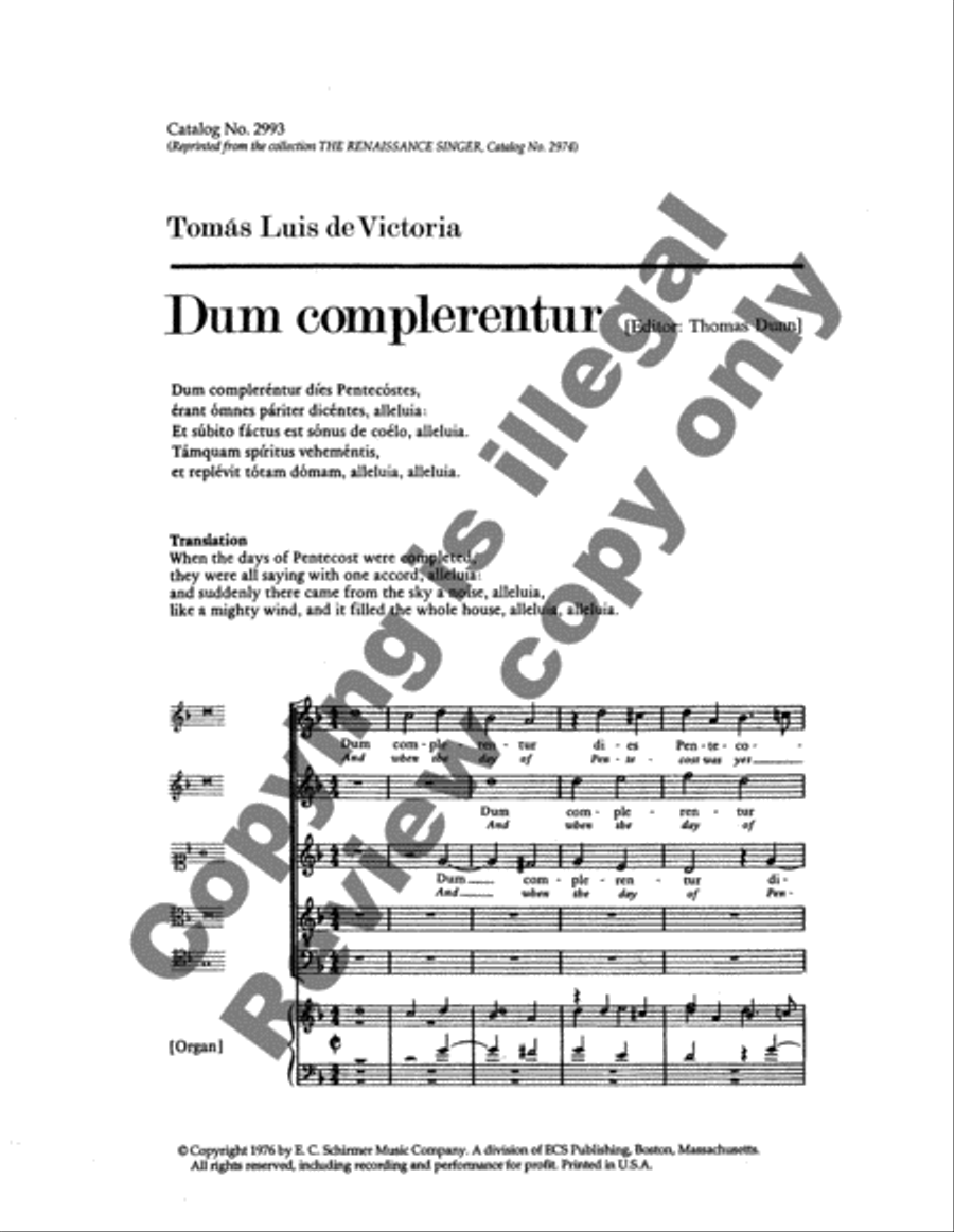 Dum Complerentur (And When the Day of Pentecost) SSATB scores gallery preview page 3
