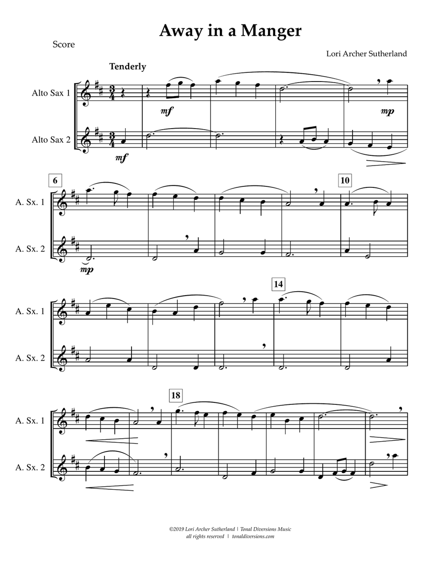 Away in a Manger Woodwind Duet scores gallery preview page 2