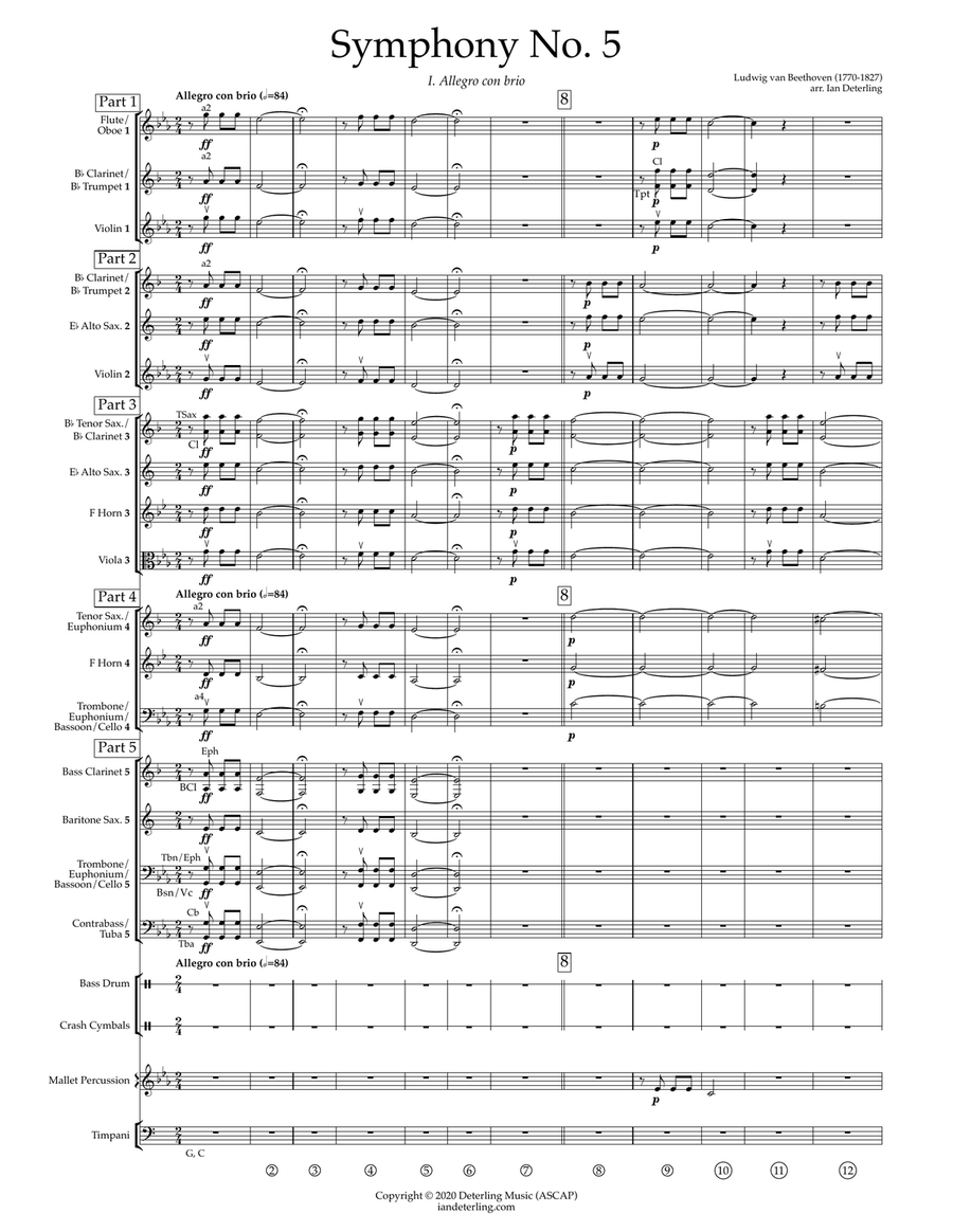 Symphony No. 5 BEETHOVEN (Flexible Instrumentation) Concert Band scores gallery preview page 5