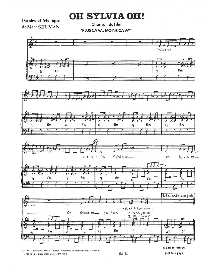 Oh Sylvia Oh Piano, Vocal scores gallery preview page 1