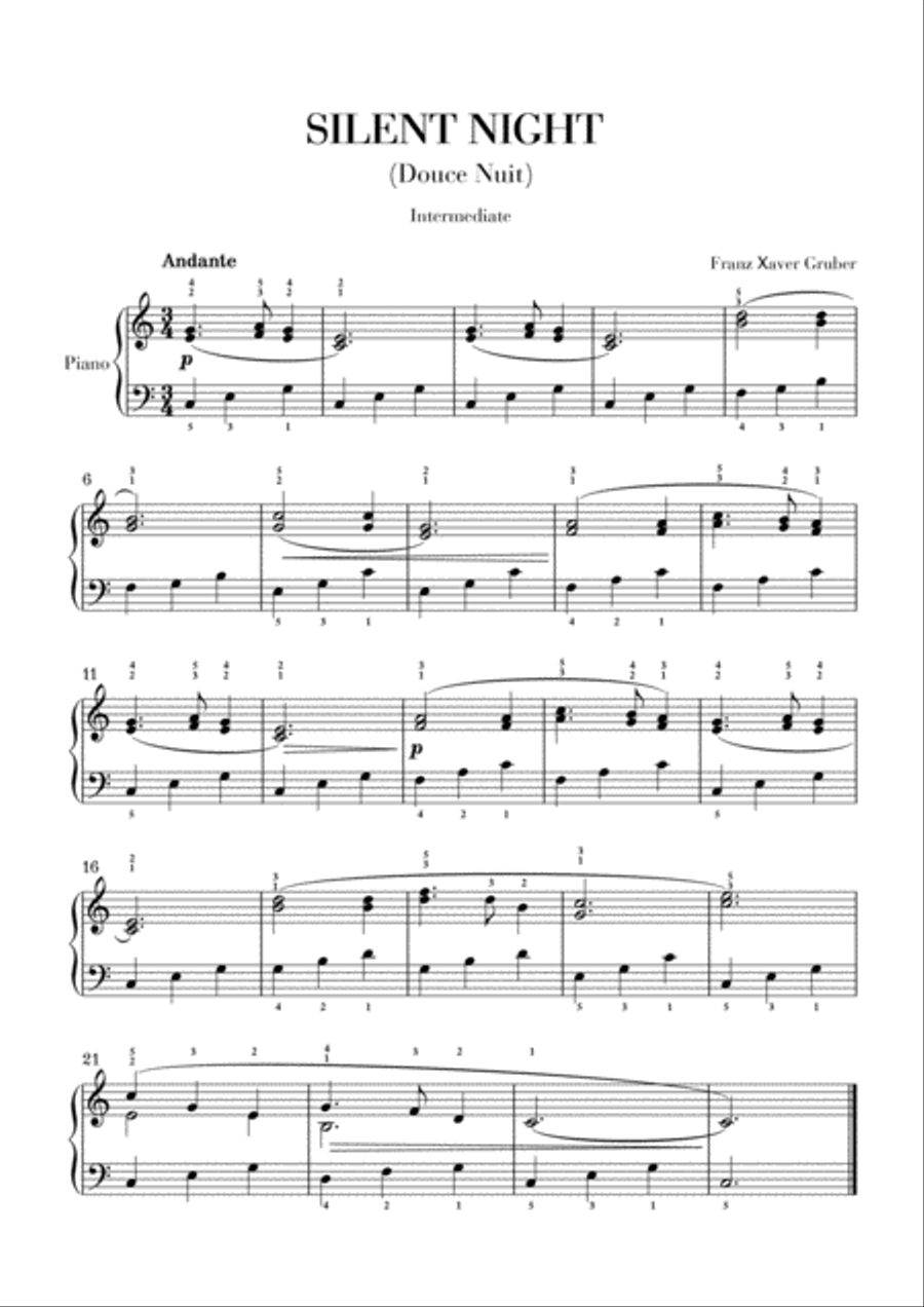 Silent Night - Intermediate Piano Silent Night - Intermediate Piano Piano Solo scores gallery preview page 1