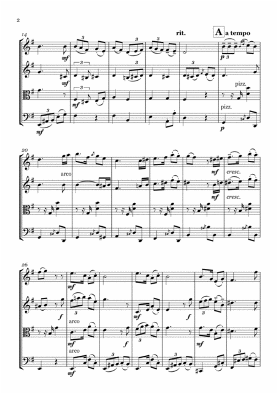 Albéniz Tango arranged for string quartet String Quartet scores gallery preview page 3