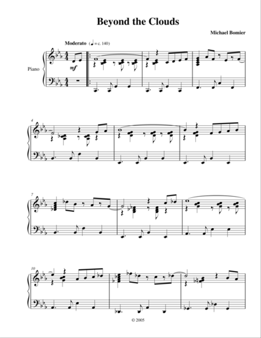 Beyond the Clouds a Latin Jazz Piano solo from Modern Solos Piano Method scores gallery preview page 1