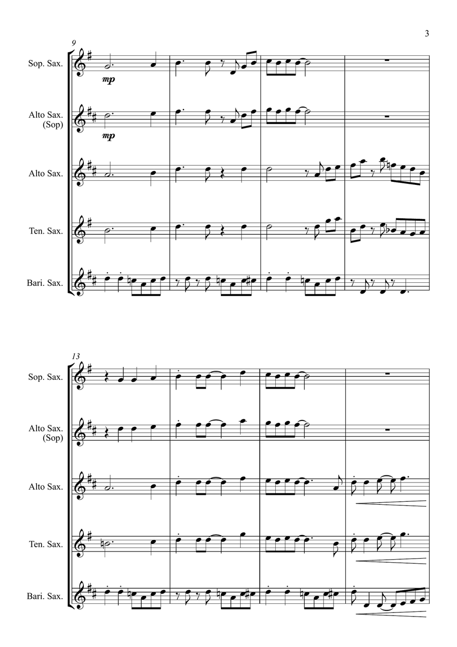 Carol of the Drum - for Saxophone Quartet Saxophone Quartet scores gallery preview page 3