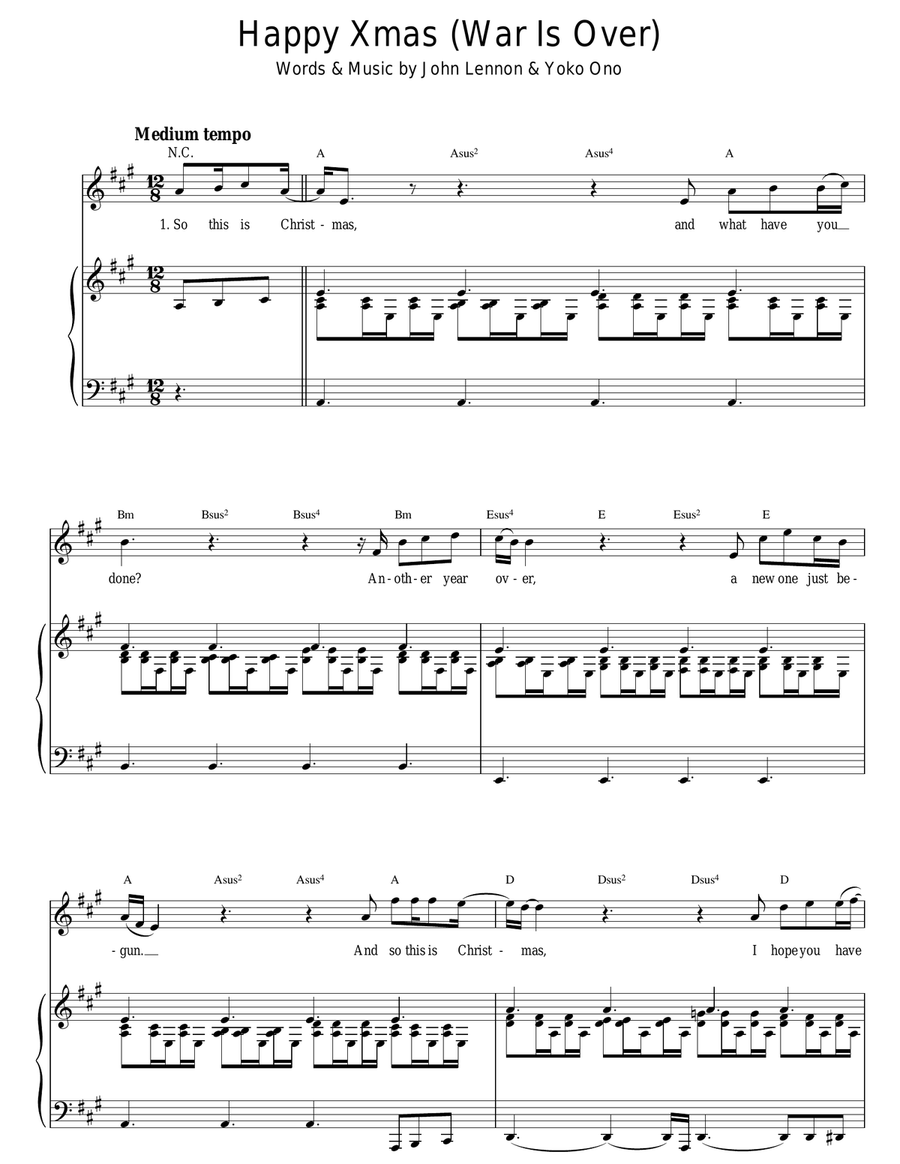 Happy Xmas (War Is Over) Happy Xmas (War Is Over) Piano, Vocal scores gallery preview page 1