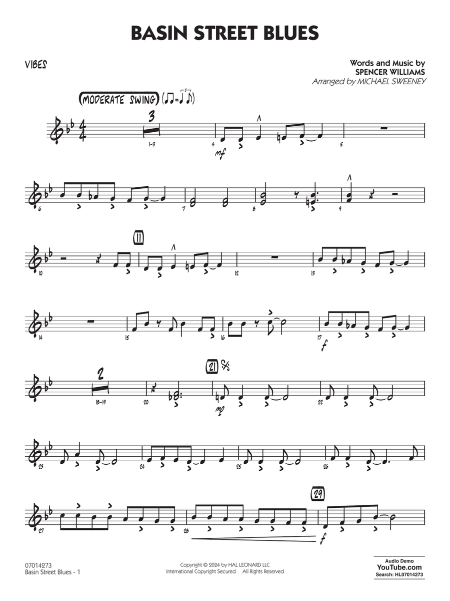 Basin Street Blues (arr. Michael Sweeney) - Vibes Jazz Ensemble scores gallery preview page 1