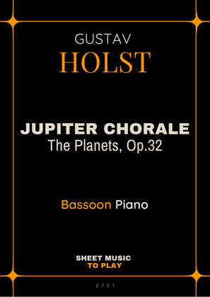 Jupiter Chorale from The Planets - Bassoon and Piano (Full Score and Parts)