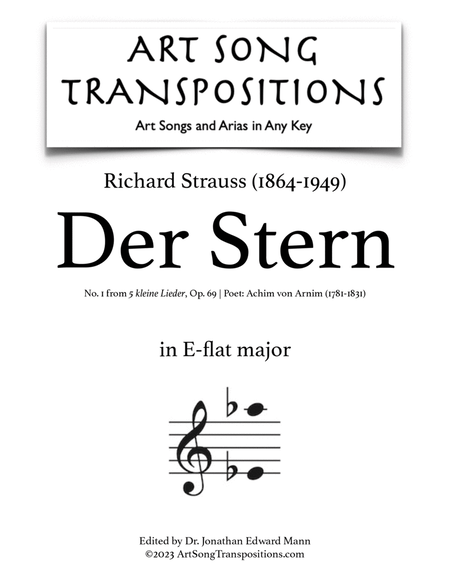 STRAUSS: Der Stern, Op. 69 no. 1 (transposed to E-flat major)