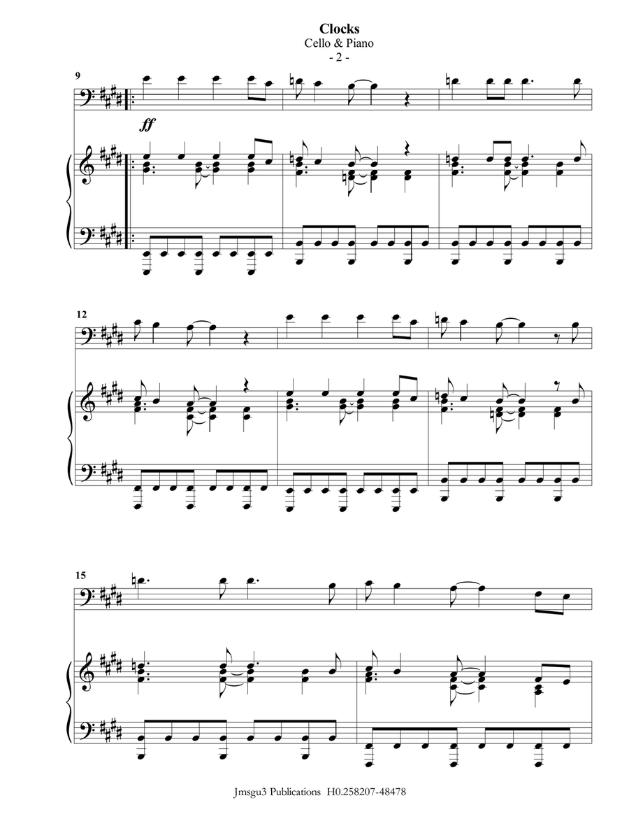 Clocks Piano scores gallery preview page 2