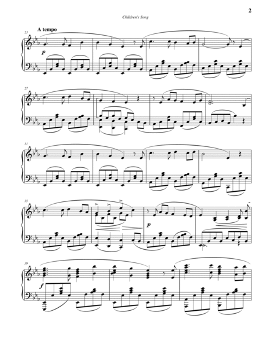 Children's Song Children's Song Piano Solo scores gallery preview page 2
