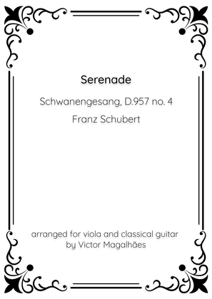 Book cover for Serenade - F. Schubert - Viola Solo and Guitar Accompagnement