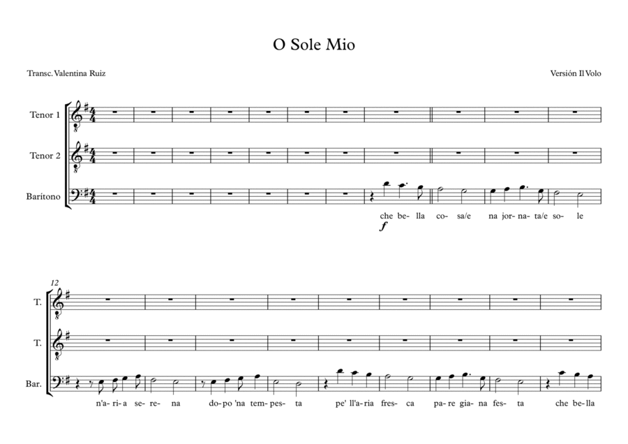 O Sole Mio TTBB scores gallery preview page 1