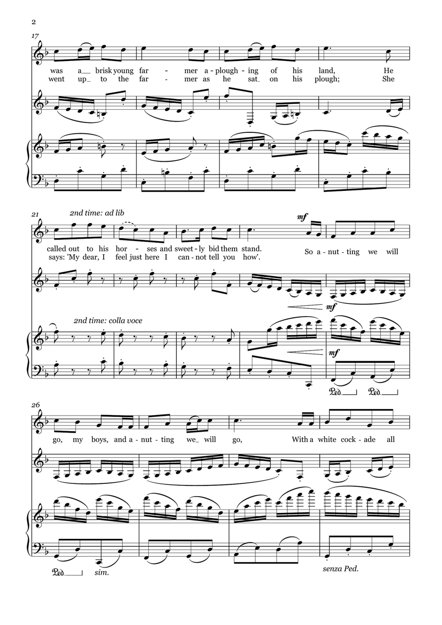 The Nutting Girl (folk-song arranged for upper voice, piano and optional melody instrument) Piano, Vocal scores gallery preview page 3