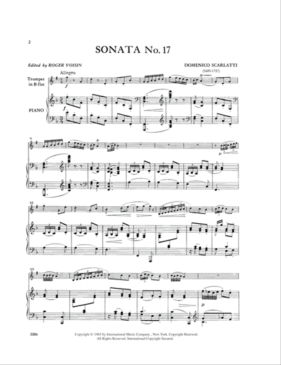 Sonata No. 17 In F Major Trumpet Solo scores gallery preview page 2