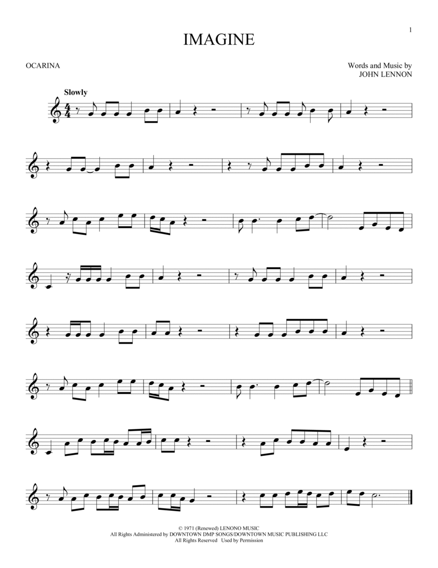 Imagine Imagine ocarina scores gallery preview page 1
