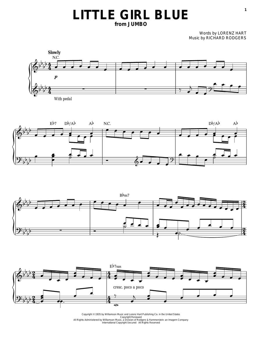 Little Girl Blue Piano, Vocal scores gallery preview page 1