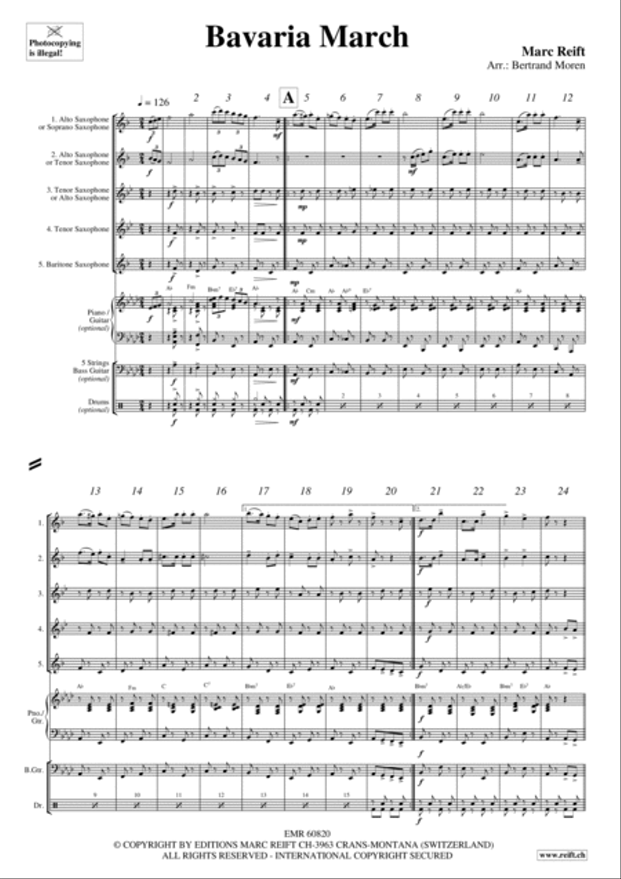Bavaria March Saxophone Quintet scores gallery preview page 3