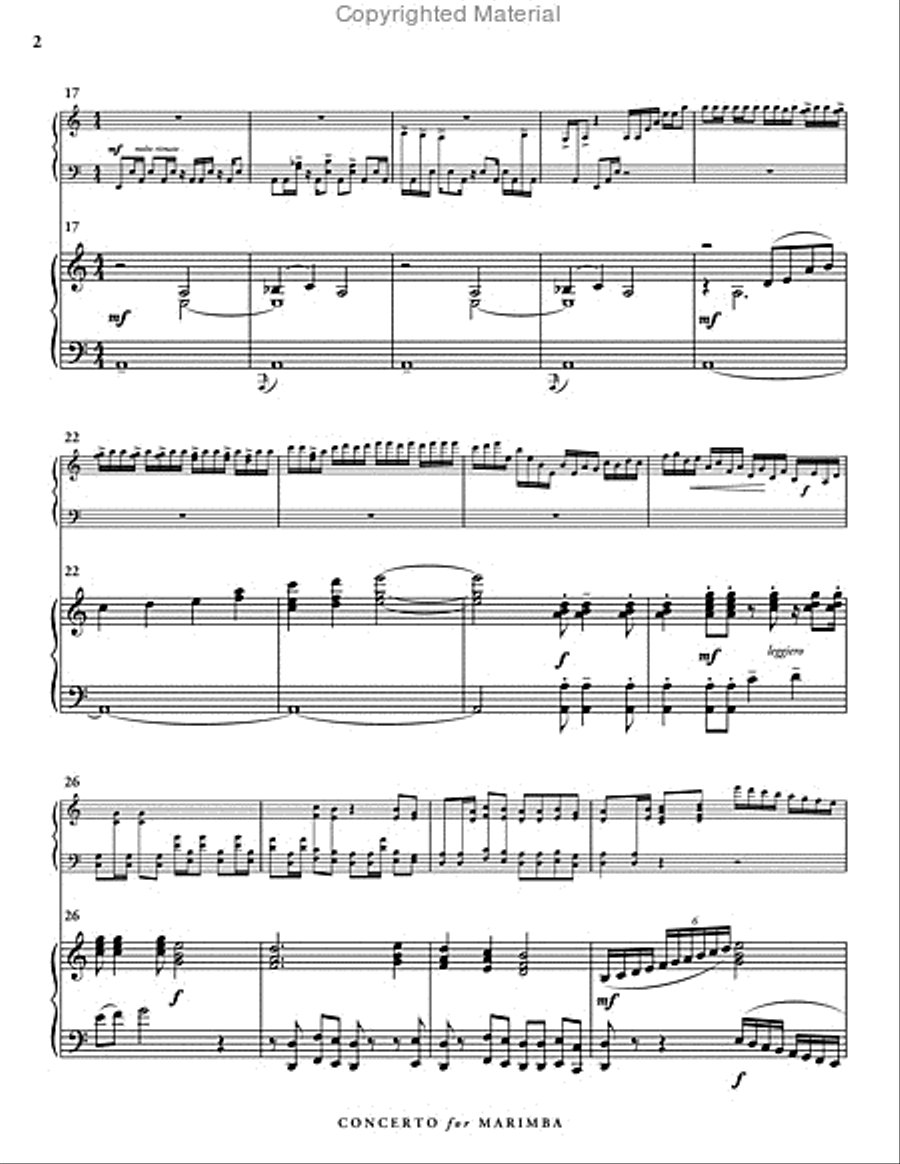 Concerto for Marimba & Wind Ensemble (piano reduction)