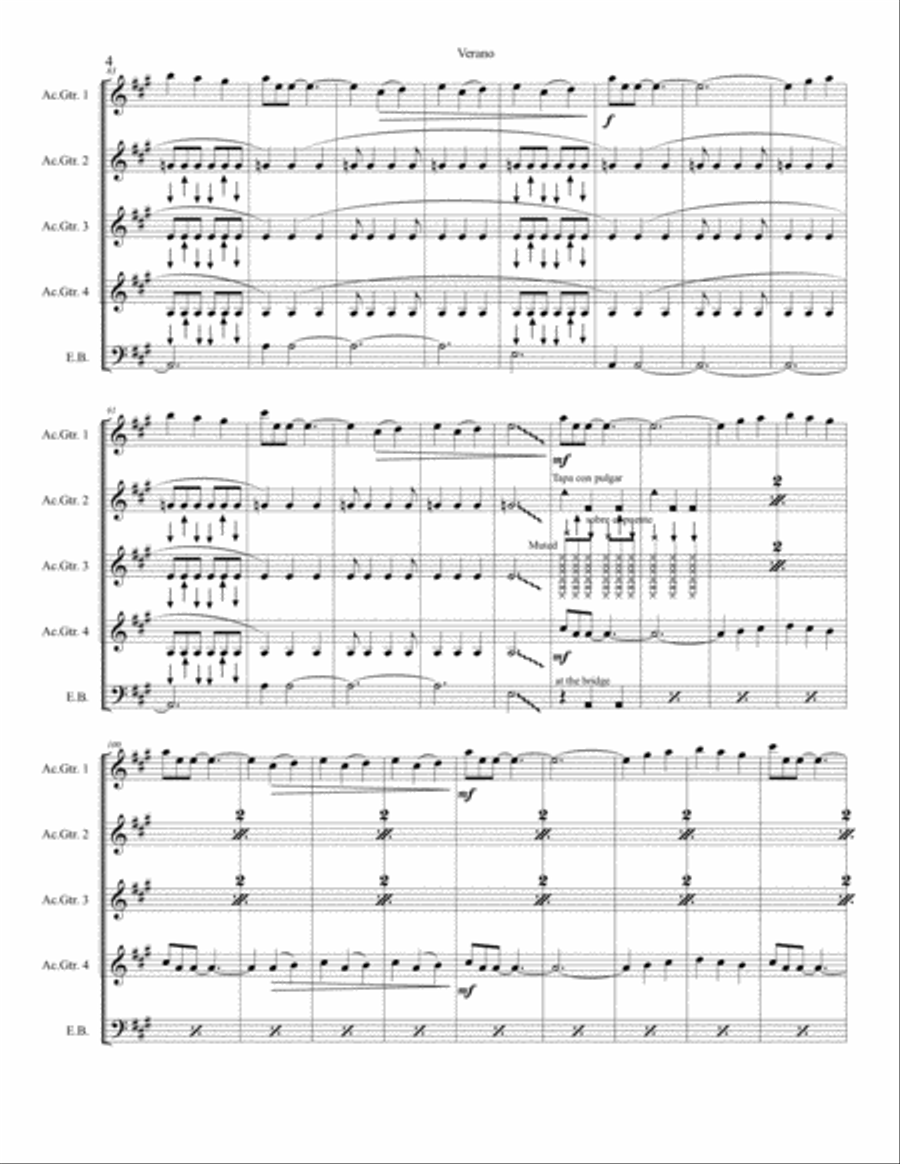 Verano - 4 Guitars & Electric Bass Small Ensemble scores gallery preview page 5