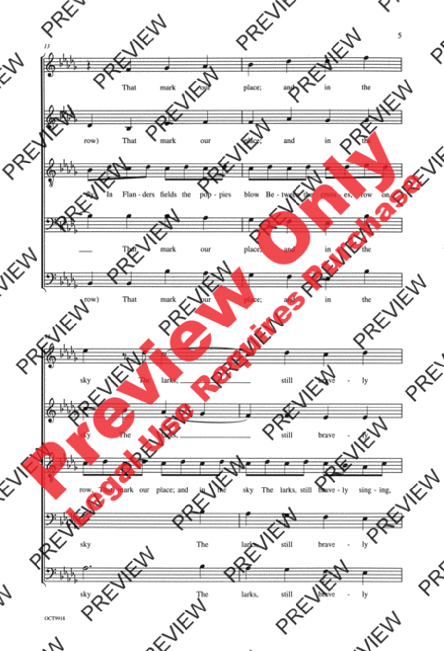 Flanders Fields 4-Part scores gallery preview page 5