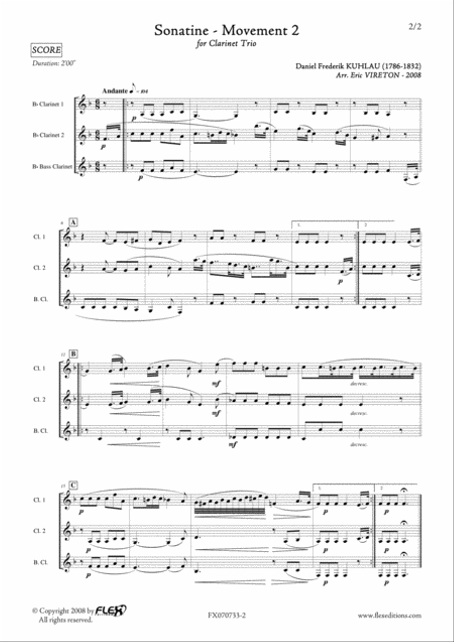 Sonatine - Mvt. 2 Sonatine - Mvt. 2 Clarinet Trio scores gallery preview page 2