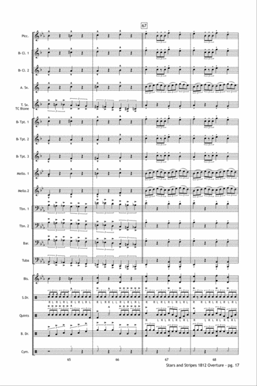 Stars and Stripes 1812 Overture Marching Band scores gallery preview page 18