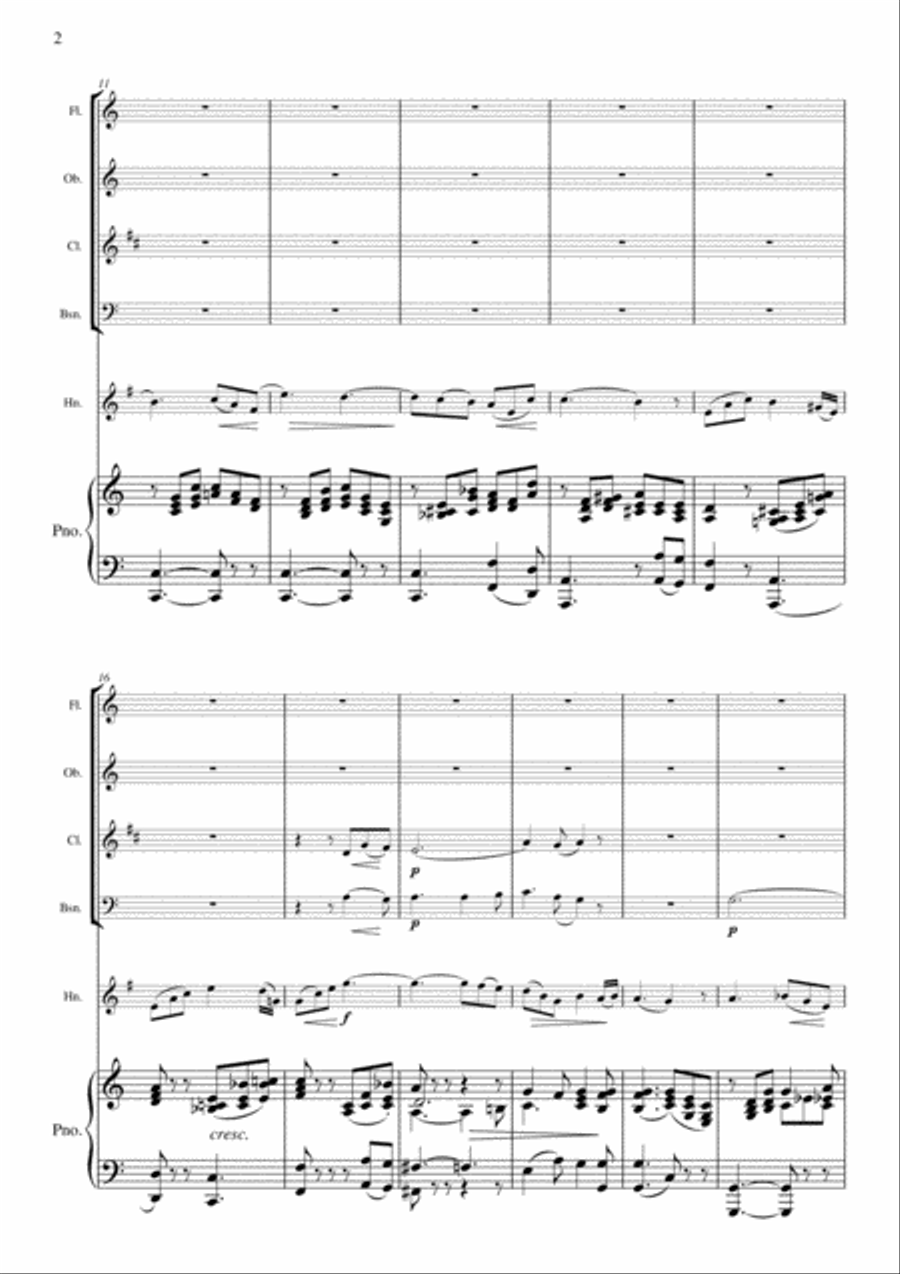 Andante from Mendelssohn’s Violin Concerto // Piano Sextet (with solo French Horn) Chamber Orchestra scores gallery preview page 2