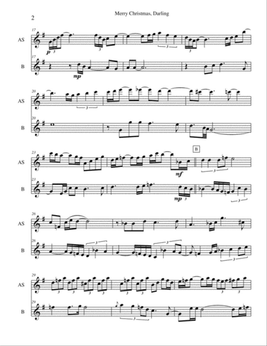 Merry Christmas, Darling Woodwind Duet scores gallery preview page 2