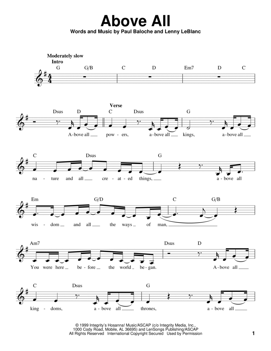 Above All Above All Voice scores gallery preview page 1